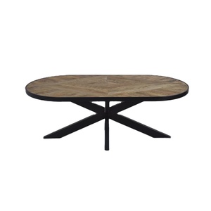 Phong cách hiện đại Mở rộng hình bầu dục hàng đầu bàn ăn với xoài gỗ khung sắt nhà văn phòng khách sạn thiết kế công nghiệp - Product Image 4