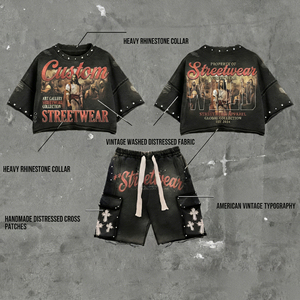 T-shirt surdimensionné en tissu éponge de coton délavé à l'acide, style streetwear avec strass, pour homme, écologique et personnalisé - Product Image 4