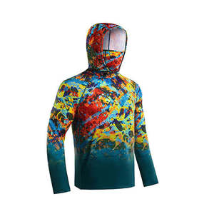 Camisa de Pesca de Manga Larga para Hombre con Protección Solar UPF 50, Estampado por Sublimación, Ropa Deportiva para Exteriores, Patrón Verde y Azul - Product Image 3