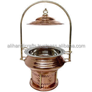Plat de service rond en acier inoxydable martelé avec couvercle en dôme, style calligraphie islamique de luxe, pour buffet, hôtel et restaurant - Product Image 6