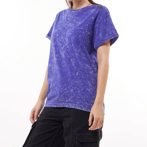 Camiseta Transpirable Personalizada Informal Lisa Teñida con Efecto Ácido Vintage, 100% Algodón de Alta Calidad, Unisex, Cuello Redondo, Tejido de Punto Grueso - Product Image 1
