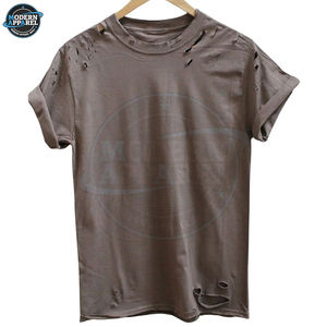 T-shirts respirants pour hommes, doux, effet vieilli, en coton personnalisé, coupe ajustée, col contrastant, confortables, en vente - Product Image 4