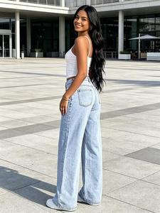 Jeans de Mezclilla para Mujer FOCODA, Estilo Cargo, Alta Calidad, 100% Algodón, Transpirables, de Secado Rápido, Bordado Personalizado, Venta al Por Mayor - Product Image 1