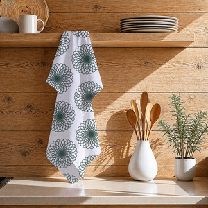 Serviette de cuisine professionnelle de haute qualité avec un magnifique motif floral imprimé, taille et logo personnalisables - Product Image 1