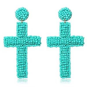 Boucles d'oreilles élégantes faites à la main, brodées et perlées pour femmes, en perles de verre, qualité supérieure, artisanat en cristal, meilleur prix disponible - Product Image 1