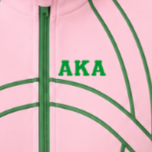 เสื้อแจ็คเก็ตแทร็คซิปยาวสีชมพูเขียวสำหรับผู้หญิง แบรนด์ AKA แขนยาว คอตั้ง ลายตัวอักษรกรีก เสื้อผ้าสำหรับชมรมนักเรียน ชุดกีฬาลำลอง เสื้อคลุมทีมกีฬา - Product Image 2