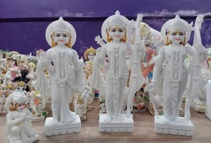 Premium Marble Finish Hindu Idol Set Ram Darbar <b>Statue</b> with Hanuman Decorative Murti for Home Temple Office Pooja Room Gift - Product Image 3