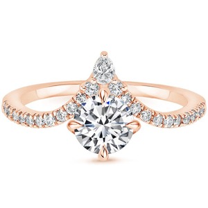 Bague de fiançailles en or rose 18 carats avec grand diamant rond cultivé en laboratoire |   Bague torsadée en diamant et perles de culture |   Bijoux de Mariage Haut de Gamme - Product Image 1
