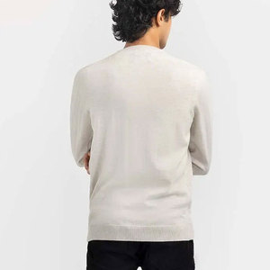 <b>Men's</b> Light <b>Grey</b> V Neck Knitted Pullover <b>Sweatshirt</b> Casual Long Sleeve Solid Regular Fit Top - Product Image 2