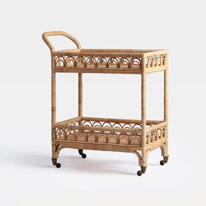 Chariot de bar en rotin tressé pour servir des snacks et des boissons, chariot à champagne, chariot à cocktails - Product Image 5