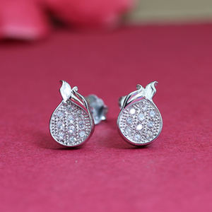 Pendientes de Plata de Ley 925 con Diseño de Granada Hechos a Mano en India, Joyería de Cristal Brillante para Mujer - Product Image 1