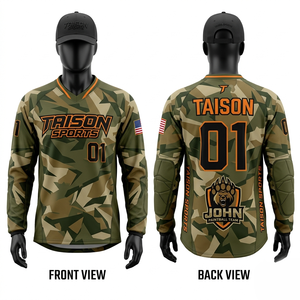 Tissu interlock en polyester premium 280 GSM, gris camouflage, maillot de paintball avec panneaux latéraux en mesh, logo personnalisé par sublimation - Product Image 2