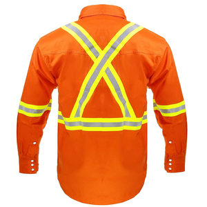 Cotton Reflective Work <b>Shirt</b> High Visibility Reflective Men <b>Shirts</b> Wholesale Custom Oil and Gas Workwear Mechanic Long Sleeve - Product Image 2