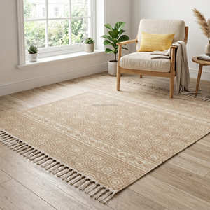 Alfombra Minimalista de Algodón Estampado para Dormitorio Escandinavo, Apartamento y Rincón de Lectura - Product Image 1