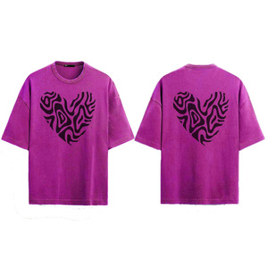 Camiseta de Corte Regular para Hombre, Cuello Redondo, Manga Corta, Estampado Geométrico de Corazones, Tejido Jersey Transpirable, 100% Algodón Ecológico - Product Image 6