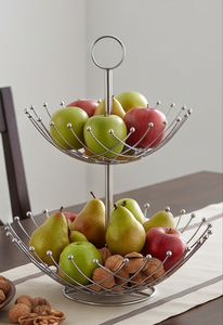 Cesta de Almacenamiento de Metal de 2 Niveles, Diseño Circular Moderno, para Organizar la Cocina, Elegante Adorno de Mesa - Product Image 5