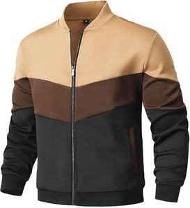 Mens Lightweight <b>Jacket</b> Casual Bomber <b>Jacket</b> Color Block Varsity Coat - Product Image 1