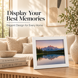 Modern <b>White</b> Wooden Photo <b>Frame</b> | Minimalist Tabletop Picture <b>Frame</b> Decorative Landscape Photo Display for Living Room, Bedroom - Product Image 5