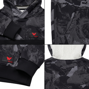Sudadera con Capucha Extra Grande y Gruesa - 100% Algodón French Terry con Estampado de Camuflaje Otoñal y Serigrafía - Product Image 4