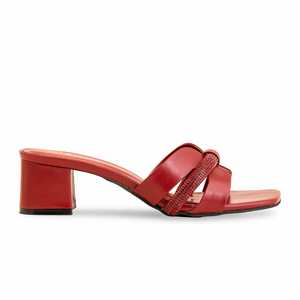 Maroon Sandales à talon formelles pour femmes FR8280 Style à enfiler - Product Image 4