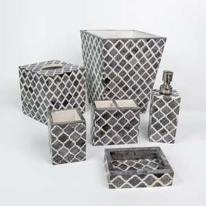 Handmade Modern Design Bone Inlay Bathroom <b>Set</b> with <b>Soap</b> Dispensers for Hotels Villas and Washrooms Available at Bulk Price - Product Image 3