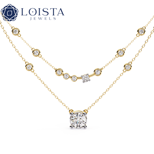 Collar de Diamantes de Laboratorio con Corte Redondo y Diseño Clásico en Oro Amarillo de 14K, con 6 Garras - Product Image 2