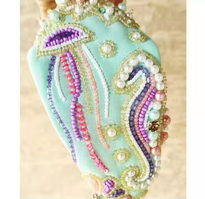 Serre-tête de luxe fait main, brodé de perles, écologique, pour femmes, filles et enfants, motif floral - Product Image 2
