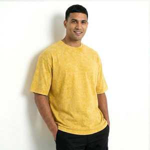 Camiseta Oversize de Algodón 100% Pesado con Lavado Ácido y Logotipo Personalizado en Relieve para Hombre, Estilo Urbano - Product Image 1
