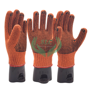 Gants durables en coton orange avec pointillage Protection des mains et des bras Équipement de sécurité Anti-impact Industriel Toutes tâches Construction en tricot - Product Image 4