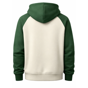 OEM Two Tone Raglan Sleeve Sport Hoodies Forest Green and Cream Contrast Pullover High Quality Streetwear men's Hoodies - Product Image 2