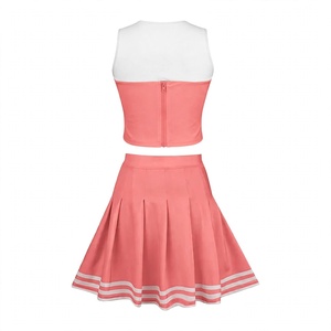 Ensemble haut et jupe d'uniforme de cheerleading rose personnalisé, sublimé, pour femmes, équipe de cheerleaders du lycée, tenue athlétique, haut court - Product Image 2