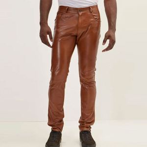 Pantalones de Cuero para Hombre de Alta Calidad, Casuales, de Invierno, Largos, Rectos, con Diseño Único y Cintura Media - Product Image 1