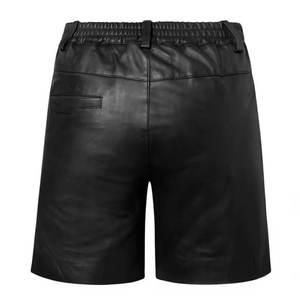 KIVOTECH Short en cuir PU noir taille haute pour homme, style décontracté Bermuda avec braguette boutonnée et poches - Product Image 2