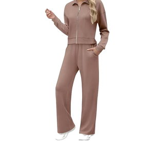 High Quality Eco-Friendly Two-Piece Women's Winter Tracksuit Hooded Fleece High-Waisted Oversized Loose Fit 100% Polyester - Product Image 4