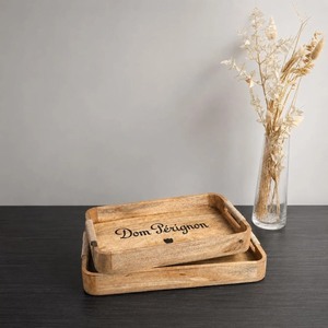 Plateau de service en bois personnalisable en gros, rectangulaire, avec poignée gravée, design rustique, pour comptoir de bar - Product Image 4