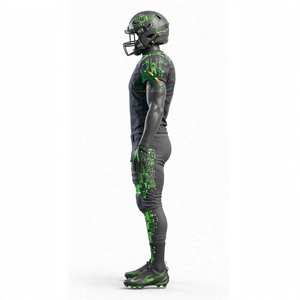 Uniforme de Fútbol Americano de Manga Corta para Hombre NEXTEX, Diseño de Circuito Impreso, Color Negro y Verde Neón, Sublimado - Product Image 3