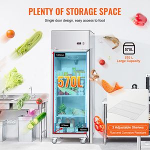 Frigorifero Commerciale Verticale a Porta Singola in Acciaio Inossidabile da 19,32 Cu.ft (546 L) con Apertura a 27 Pollici (68,6 cm) per Cucine Professionali - Product Image 4