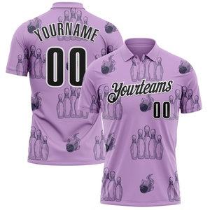Wholesale Direct OMMIZ INDUSTRY Custom Black Light Blue-Pink 3D <b>Bowling</b> Splash Ink Performance Polo Shirt - Product Image 4