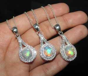 Ethiopian Fire Opal Pendant Sterling Silver Teardrop Necklace Handmade Natural Gemstone Jewelry For Women - Product Image 3