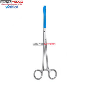Pinzas de Esponja Premium con Recubrimiento Azul de 9.5 Pulgadas, Rectas, Instrumento Quirúrgico Ginecológico Manual, Acero Inoxidable Alemán, Certificado CE - Product Image 6