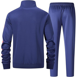 Conjunto de Chaqueta y Pantalones con Ribete en Contraste, Chaqueta con Cierre de Media Cremallera en la Parte Superior, Dobladillo Elástico en la Parte Inferior, Traje Deportivo Cortavientos - Product Image 2