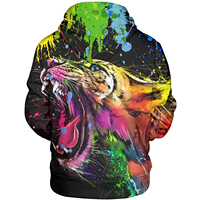 Sudadera con Capucha Oversize de Algodón 100% con Estampado Digital 3D de Calavera con Llama Azul para Hombre, Estilo Urbano Hip Hop, Colección 2026 - Desbloquea tu Estilo