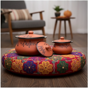 SwamiG TradeX – Couvercles de casseroles en argile terracotta peints à la main, résistants à la chaleur, antiadhésifs et écologiques (Ustensiles de cuisson décoratifs) - Product Image 2
