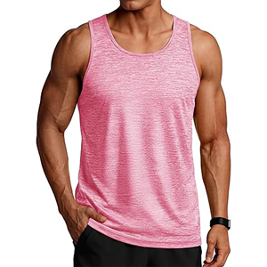Débardeur rose sans manches pour homme, col rond, séchage rapide, couleur unie, polyester, pour entraînement - Product Image 1