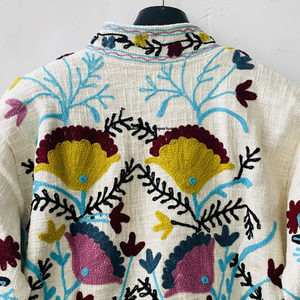 Chaqueta de algodón Suzani hecha a mano en India, chaqueta corta bordada a mano, abrigo unisex, chaqueta corta Suzani hecha a mano - Product Image 5
