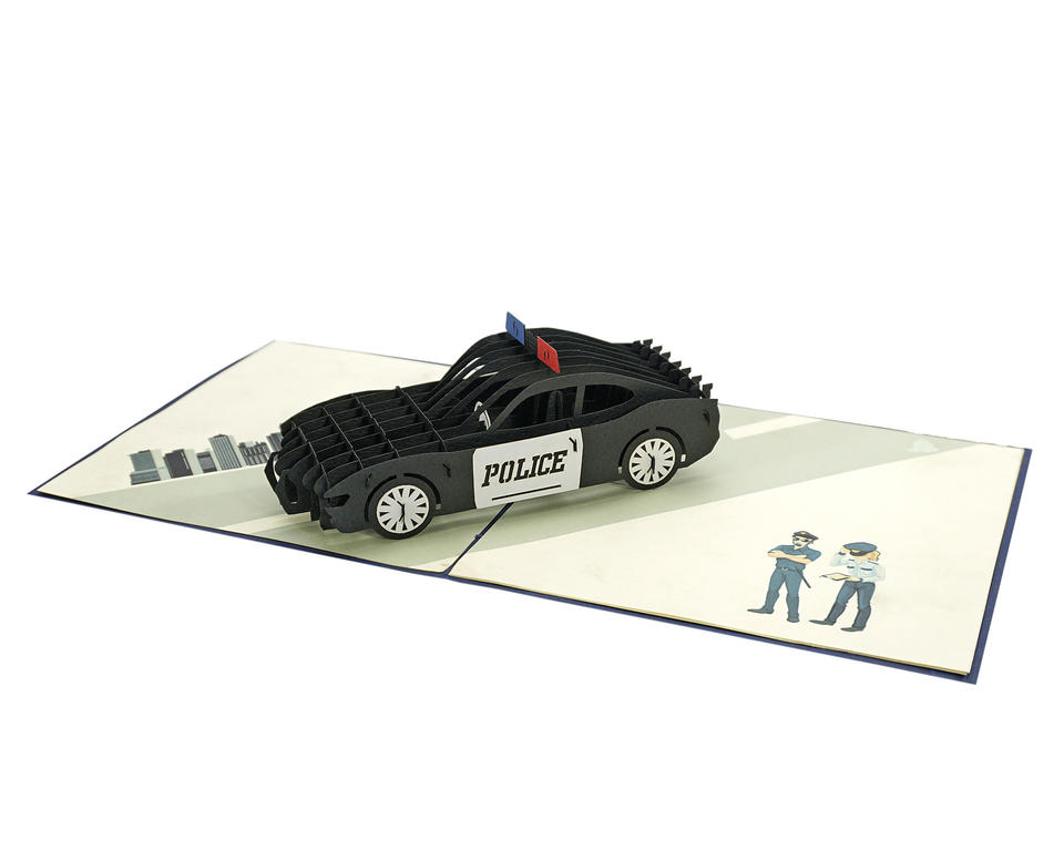 Custom Design and Craftsmanship Police Car 3D Model for Greeting Card to Happy Birthday for Anyone Working As a Police Officer