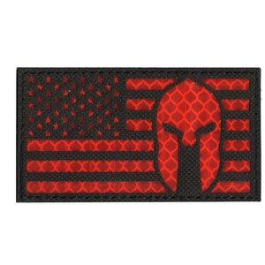 Custom Embroidered USA Flag <b>Patch</b> with Sparta Helmet Design Laser-Cut <b>Sew</b>-<b>On</b> Flower Shape Fabric Badge 600D Nonwoven Felt - Product Image 1