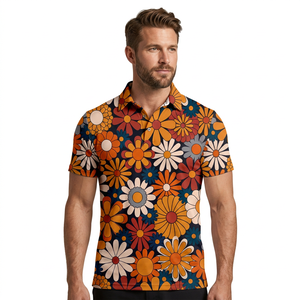 Camiseta de Punto de Manga Corta con Estampado Floral para Hombre, Estilo Golf Casual, de Secado Rápido - Product Image 2