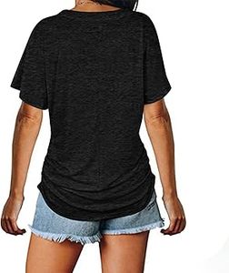 Tela de Poliéster Suave, Cuello en V, Diseño Sólido, Transpirable, Anti-Pilling, Material Ligero, Ropa Casual de Verano, Cómoda para Uso Diario - Product Image 2