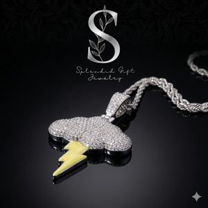 Colgante de Rayo Luminoso Icy Iced Out de Latón Chapado en Oro de 18K, Joyería de Moda, Collar de Nube para Mujer - Product Image 1